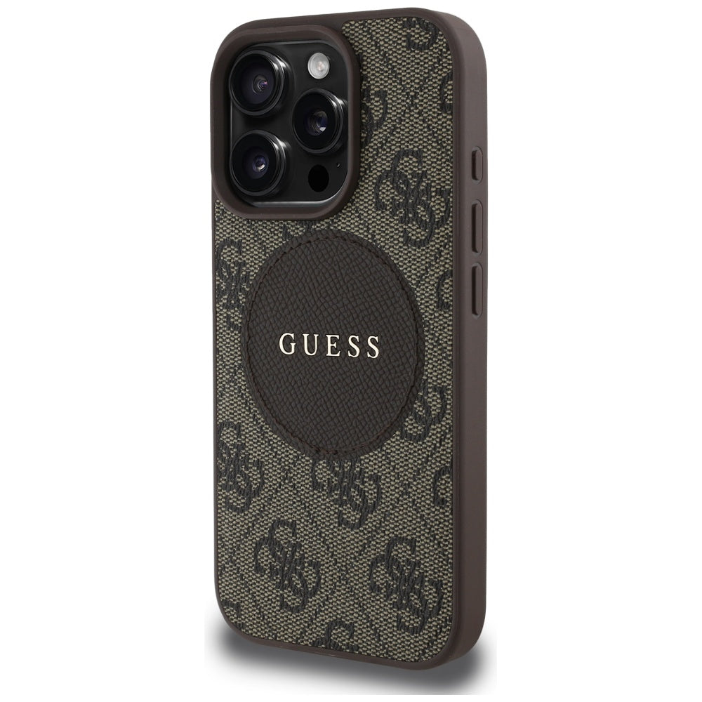 MagSafe futrola za Apple iPhone 16 Pro, Guess, 4G Circle Classic Logo, smeđa
