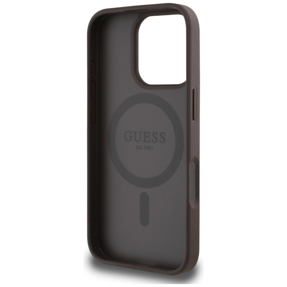 MagSafe futrola za Apple iPhone 16 Pro, Guess, 4G Circle Classic Logo, smeđa