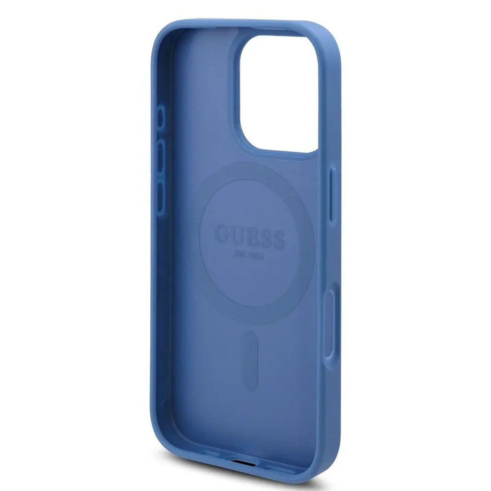 MagSafe futrola za Apple iPhone 16 Pro, Guess, 4G Flowers Print, Plava