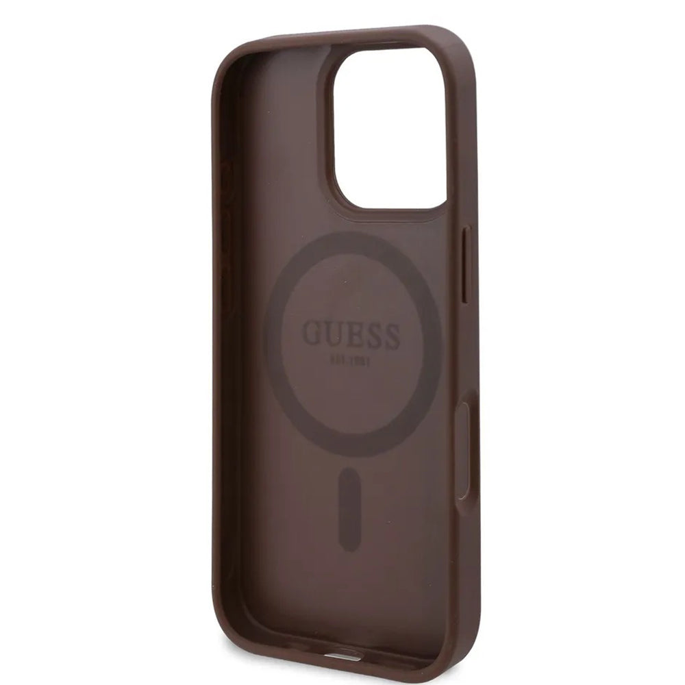 MagSafe futrola za Apple iPhone 16 Pro, Guess, 4G Flowers Print, smeđa
