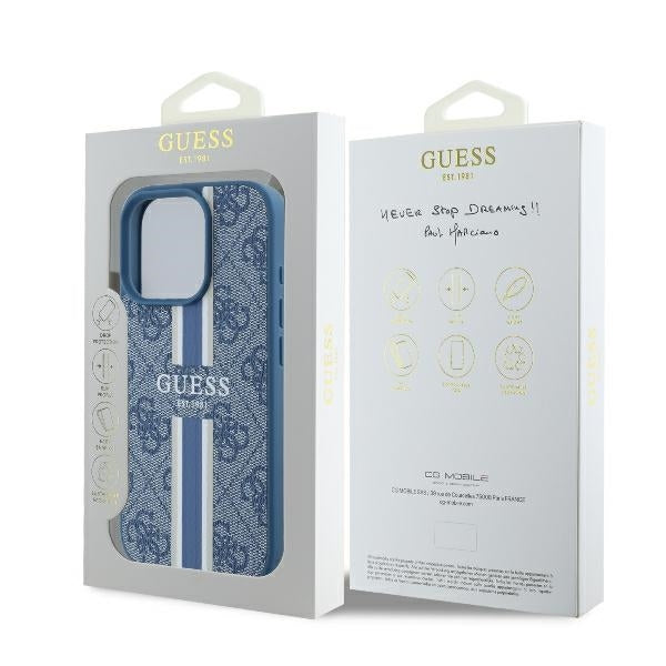 MagSafe futrola za Apple iPhone 16 Pro, Guess, 4G Printed Stripes, Plava