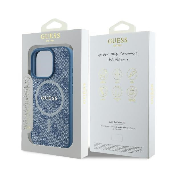 MagSafe futrola za Apple iPhone 16 Pro, Guess, 4G Ring Classic Logo, Plava