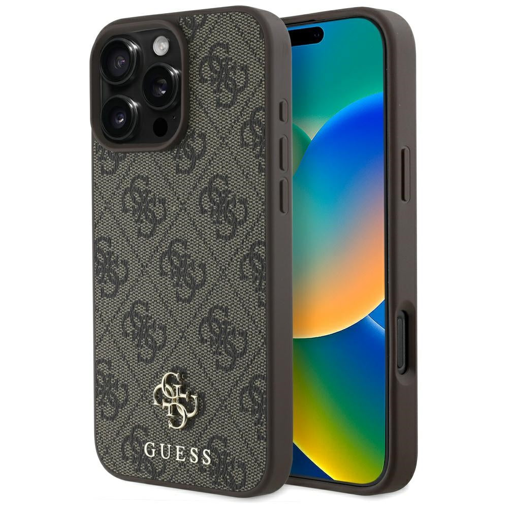 MagSafe futrola za Apple iPhone 16 Pro, Guess, 4G Small and Classic Logo, smeđa