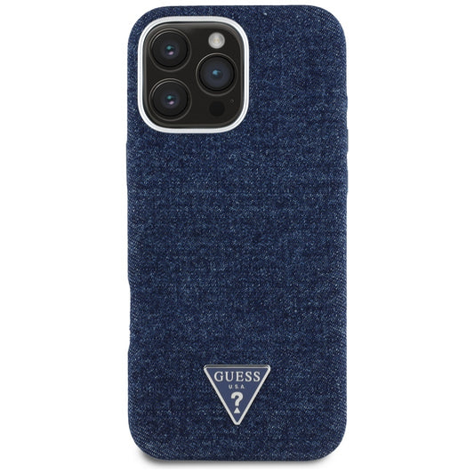 MagSafe futrola za Apple iPhone 16 Pro, Guess, Denim Triangle Logo, Plava