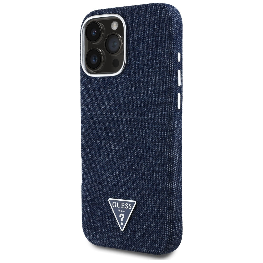 MagSafe futrola za Apple iPhone 16 Pro, Guess, Denim Triangle Logo, Plava