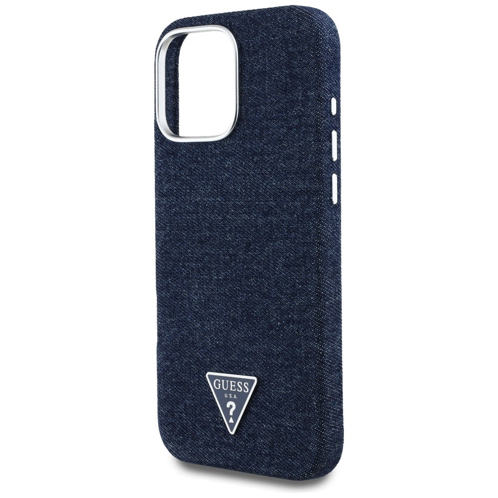 MagSafe futrola za Apple iPhone 16 Pro, Guess, Denim Triangle Logo, Plava