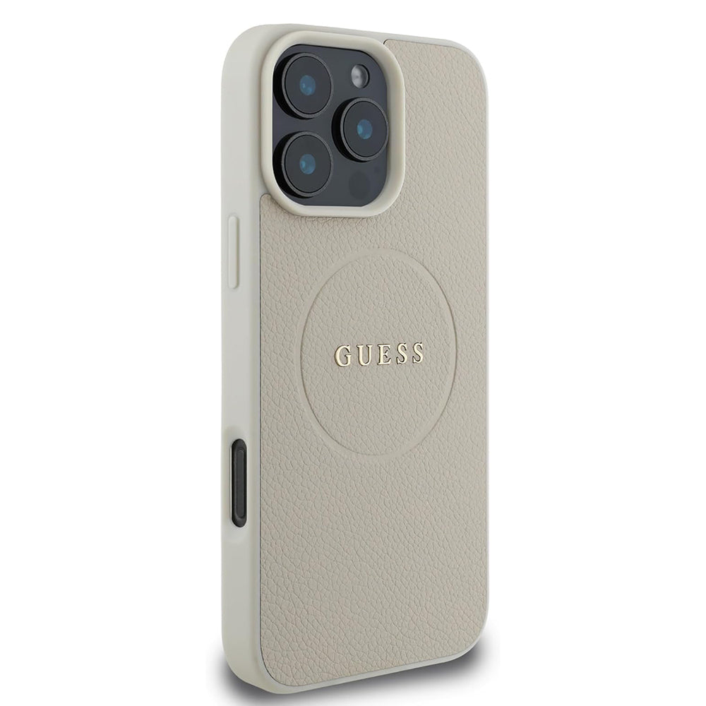 MagSafe futrola za Apple iPhone 16 Pro, Guess, Grained Gold Ring, Bež