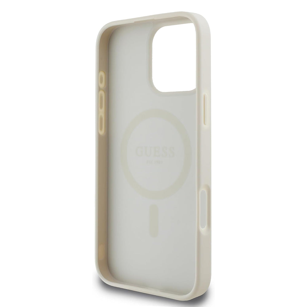 MagSafe futrola za Apple iPhone 16 Pro, Guess, Grained Gold Ring, Bež