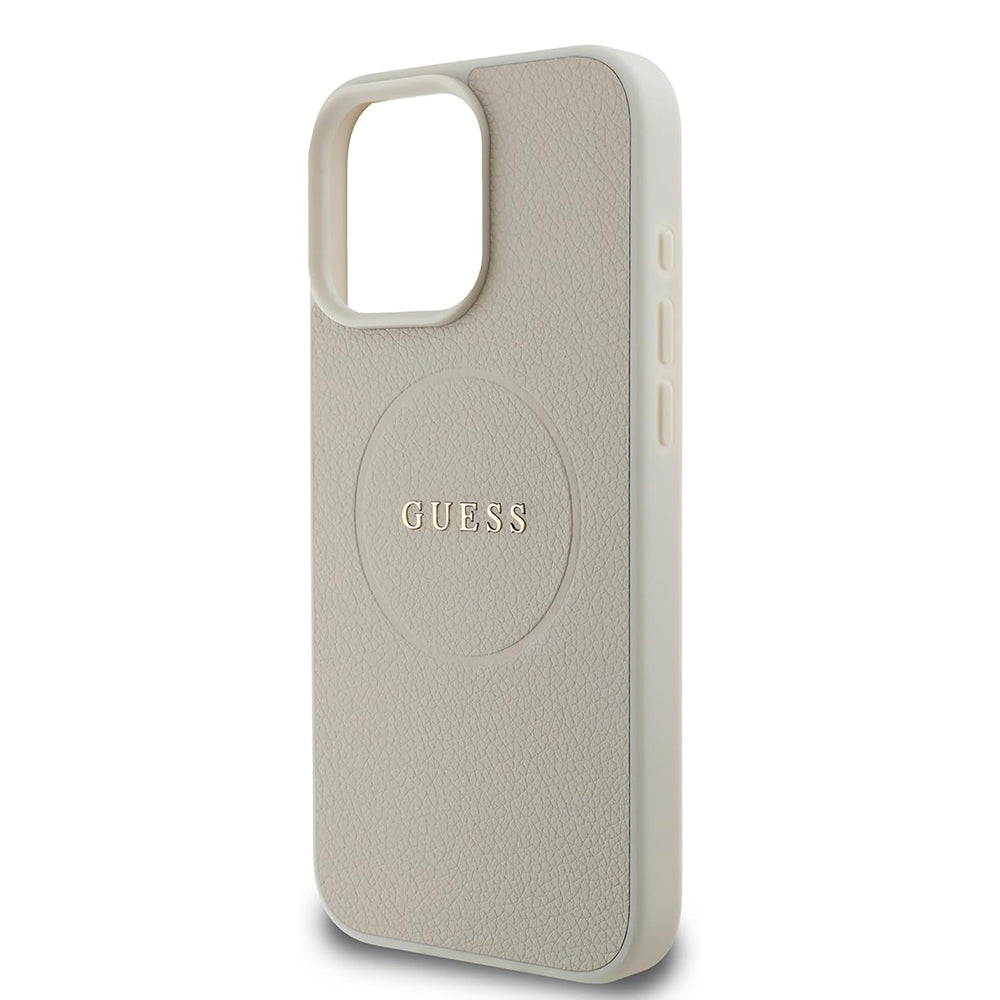 MagSafe futrola za Apple iPhone 16 Pro, Guess, Grained Gold Ring, Bež