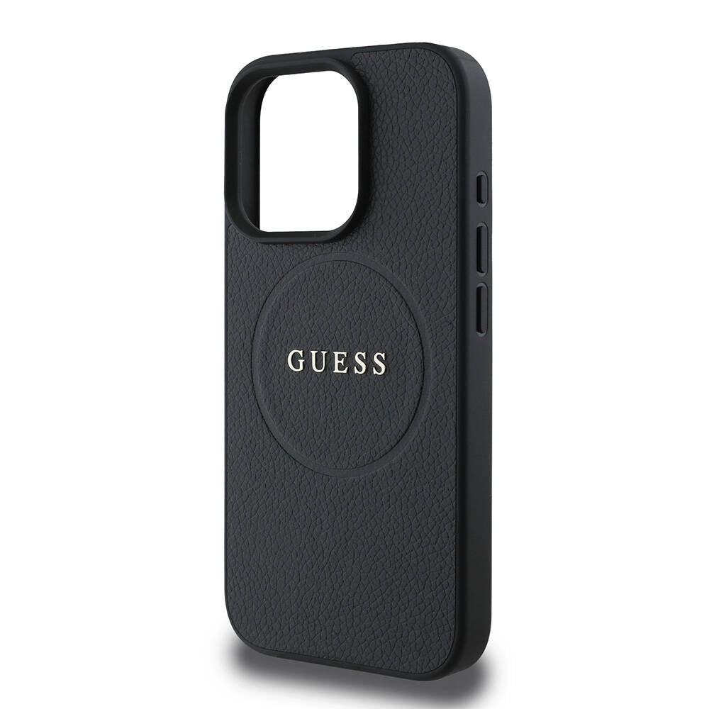 MagSafe futrola za Apple iPhone 16 Pro, Guess, Grained Gold Ring, Crna
