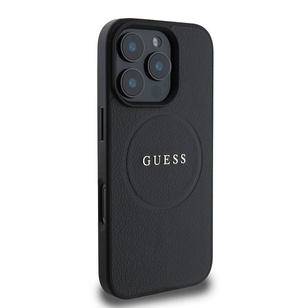 MagSafe futrola za Apple iPhone 16 Pro, Guess, Grained Gold Ring, Crna