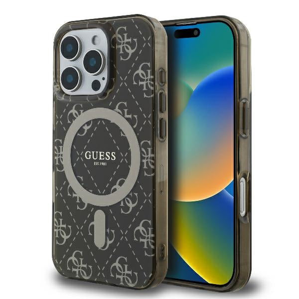 MagSafe futrola za Apple iPhone 16 Pro, Guess, IML 4G Background, smeđa