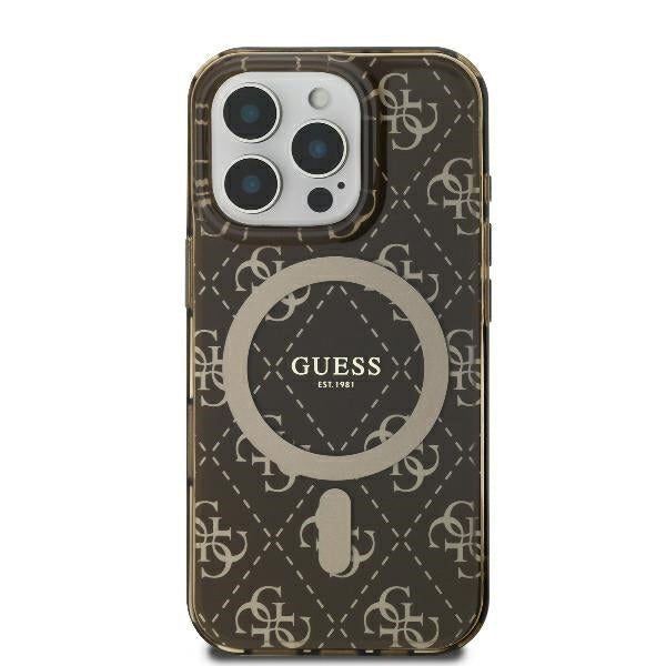 MagSafe futrola za Apple iPhone 16 Pro, Guess, IML 4G Background, smeđa