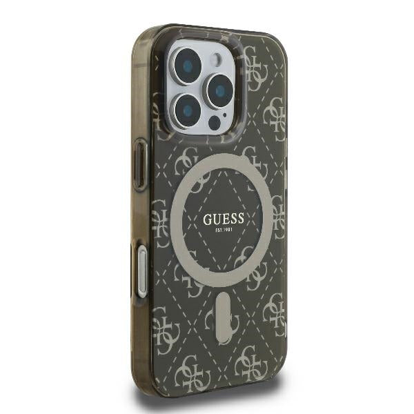 MagSafe futrola za Apple iPhone 16 Pro, Guess, IML 4G Background, smeđa