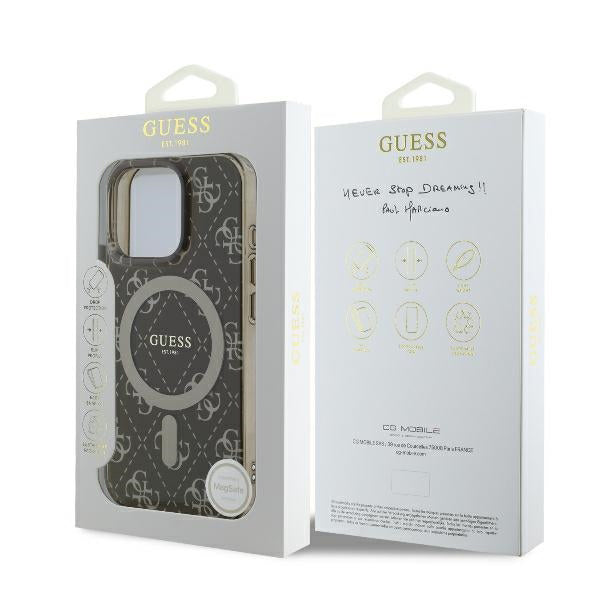MagSafe futrola za Apple iPhone 16 Pro, Guess, IML 4G Background, smeđa