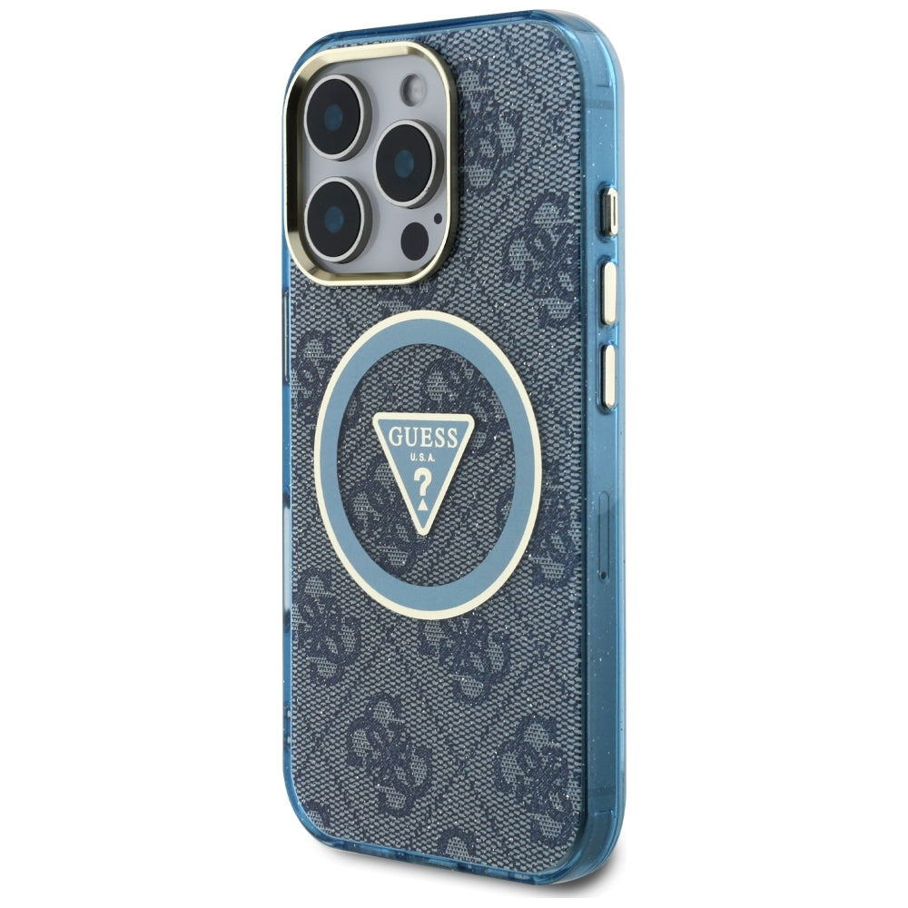 MagSafe futrola za Apple iPhone 16 Pro, Guess, IML Glitter 4G Circle Triangle, Plava