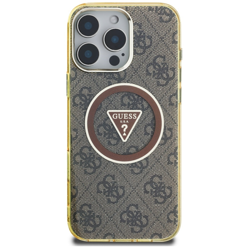 MagSafe futrola za Apple iPhone 16 Pro, Guess, IML Glitter 4G Circle Triangle, smeđa