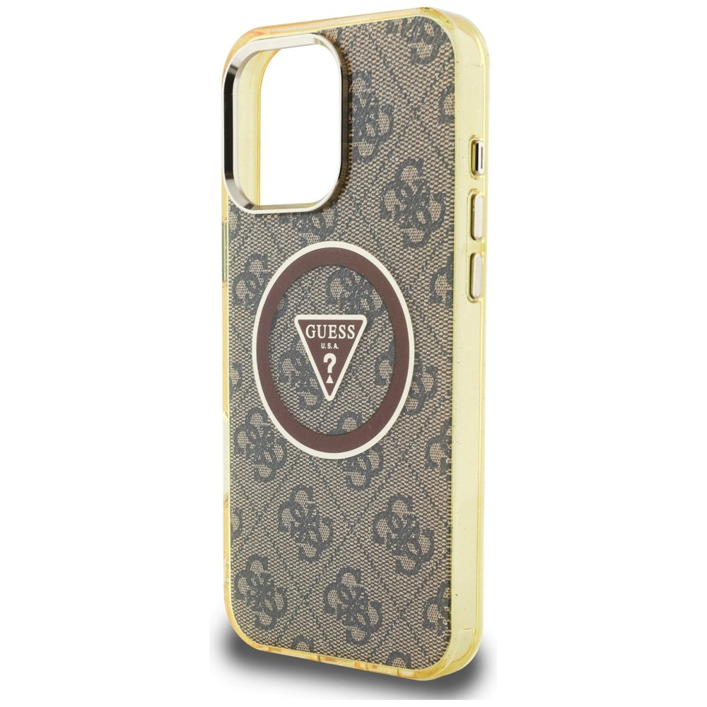 MagSafe futrola za Apple iPhone 16 Pro, Guess, IML Glitter 4G Circle Triangle, smeđa