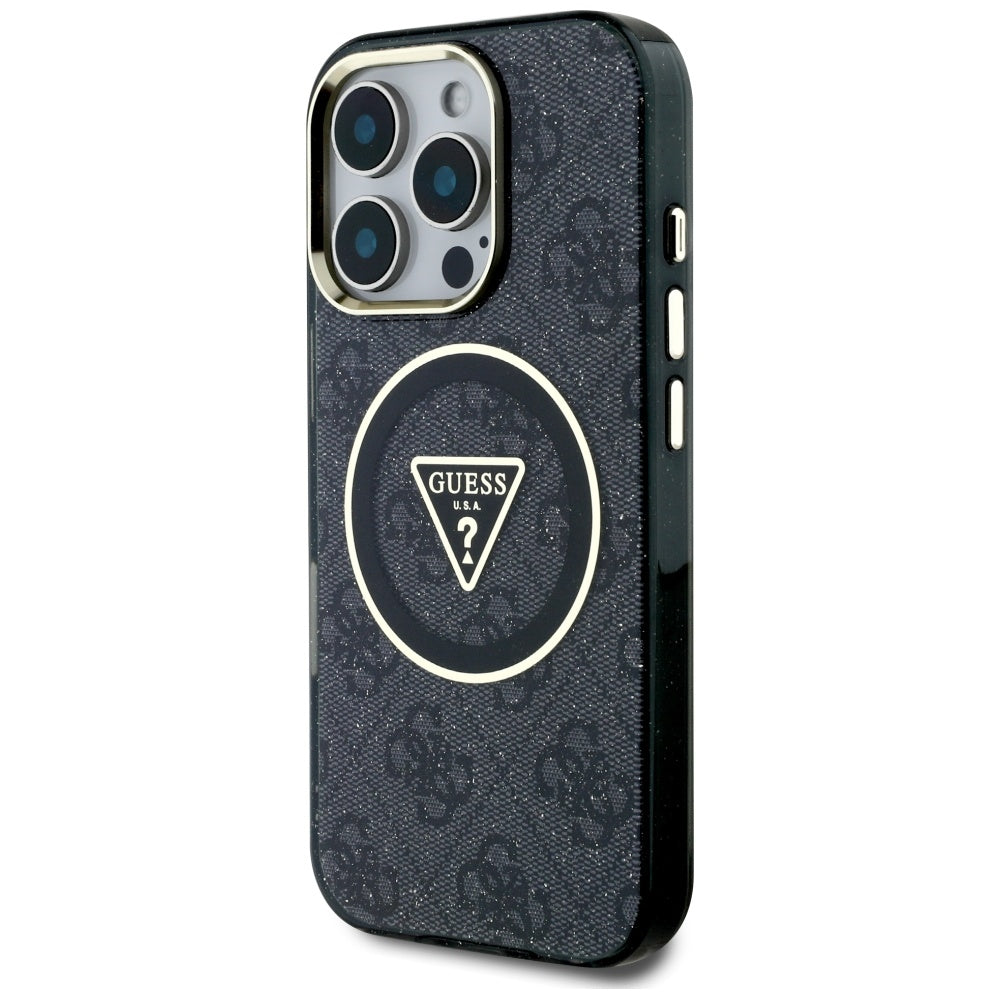 MagSafe futrola za Apple iPhone 16 Pro, Guess, IML Glitter 4G Circle Triangle, Crna