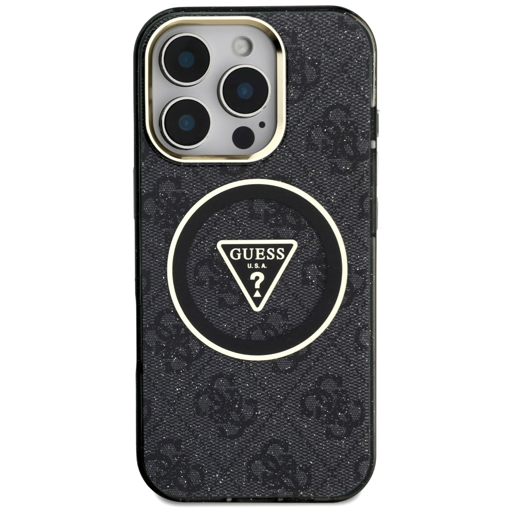 MagSafe futrola za Apple iPhone 16 Pro, Guess, IML Glitter 4G Circle Triangle, Crna