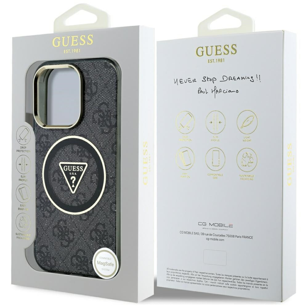 MagSafe futrola za Apple iPhone 16 Pro, Guess, IML Glitter 4G Circle Triangle, Crna