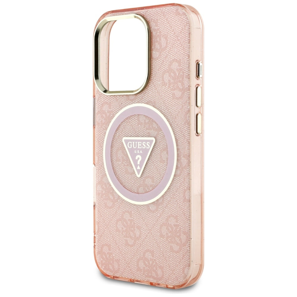 MagSafe futrola za Apple iPhone 16 Pro, Guess, IML Glitter 4G Circle Triangle, Roza