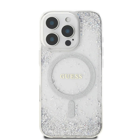 Futrola MagSafe za Apple iPhone 16 Pro, Guess, IML Glitter Gradient, Srebrna