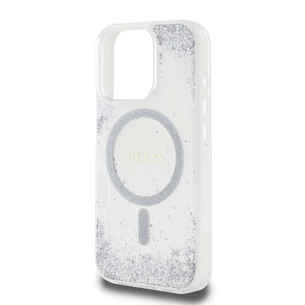 Futrola MagSafe za Apple iPhone 16 Pro, Guess, IML Glitter Gradient, Srebrna