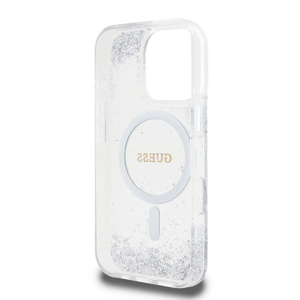 Futrola MagSafe za Apple iPhone 16 Pro, Guess, IML Glitter Gradient, Srebrna