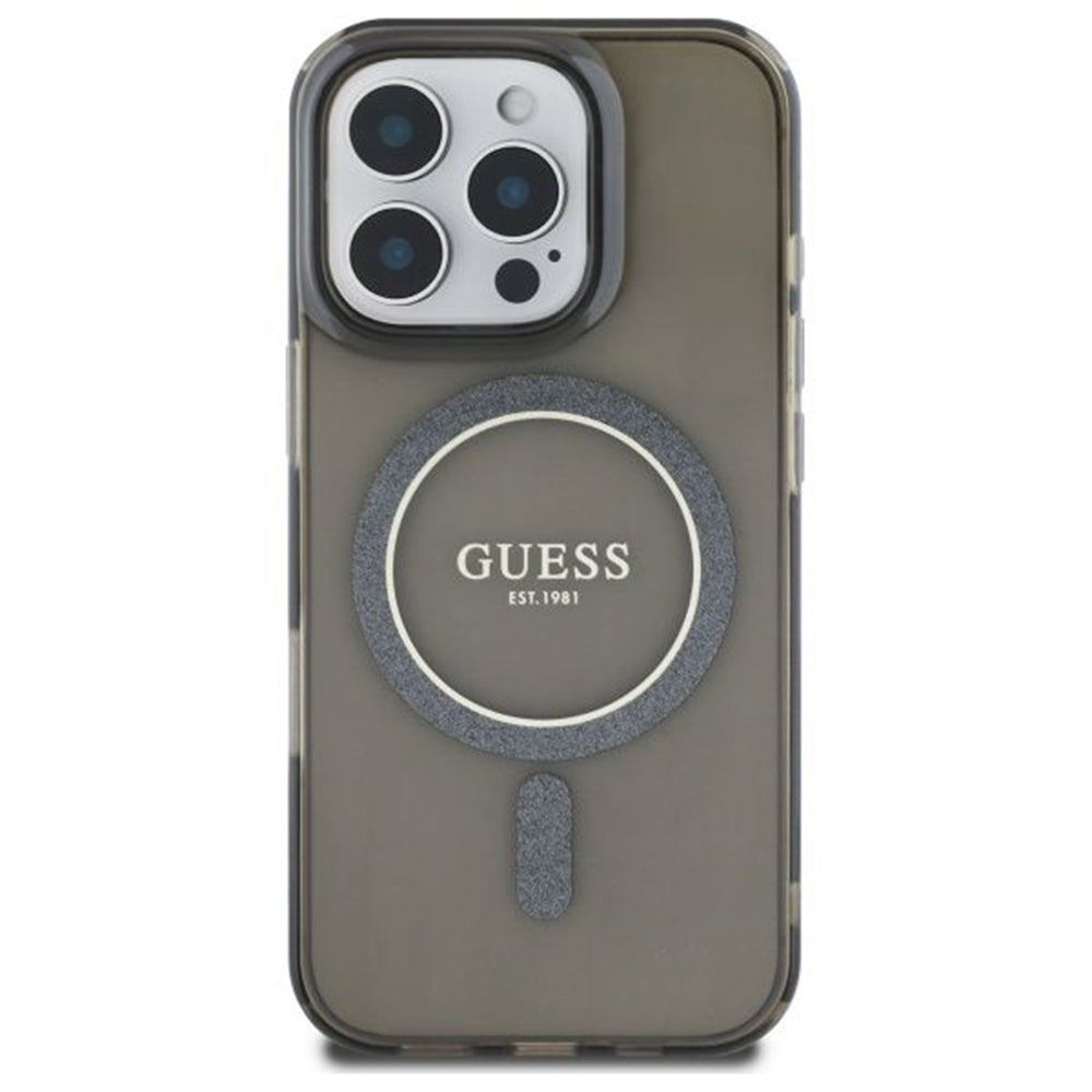 MagSafe futrola za Apple iPhone 16 Pro, Guess, IML Glitter Ring, Crna