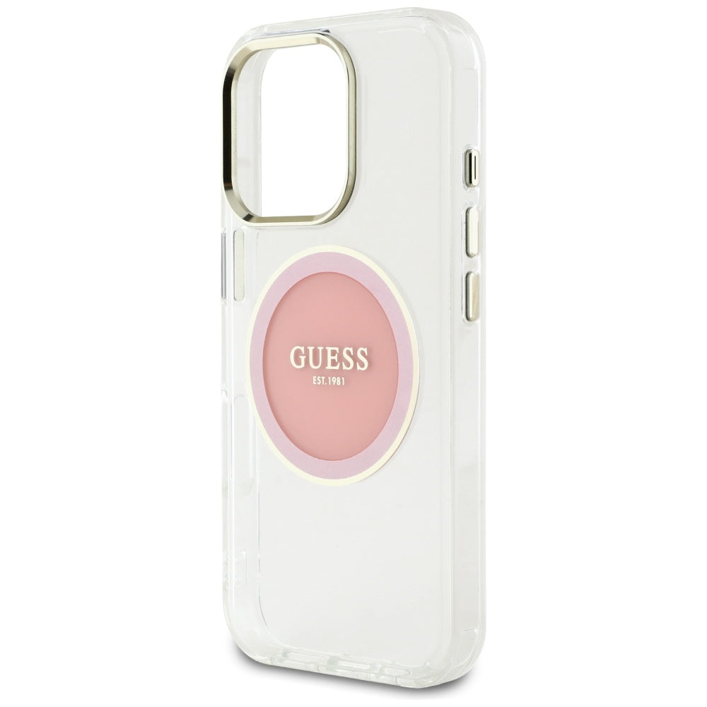 MagSafe futrola za Apple iPhone 16 Pro, Guess, IML Metal Colored Circle, Roza