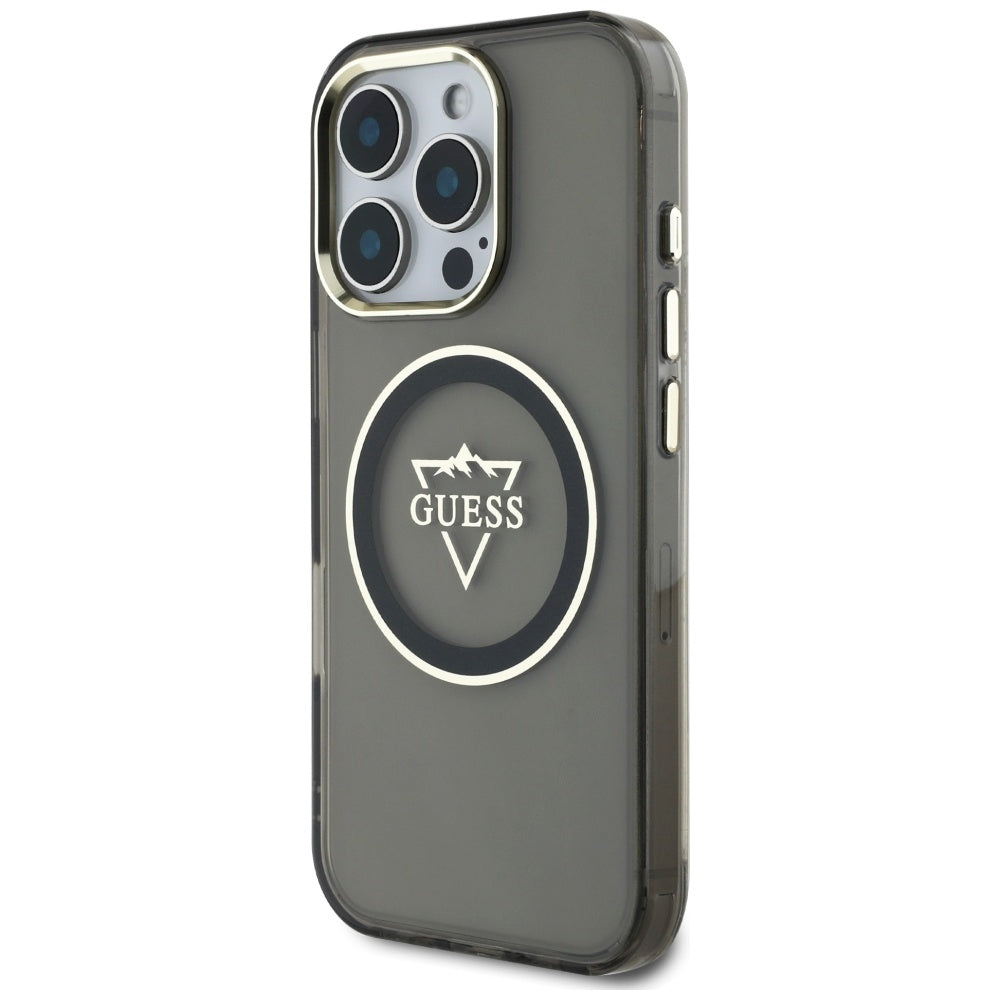 MagSafe futrola za Apple iPhone 16 Pro, Guess, IML Metal Mountain Logo, Crna