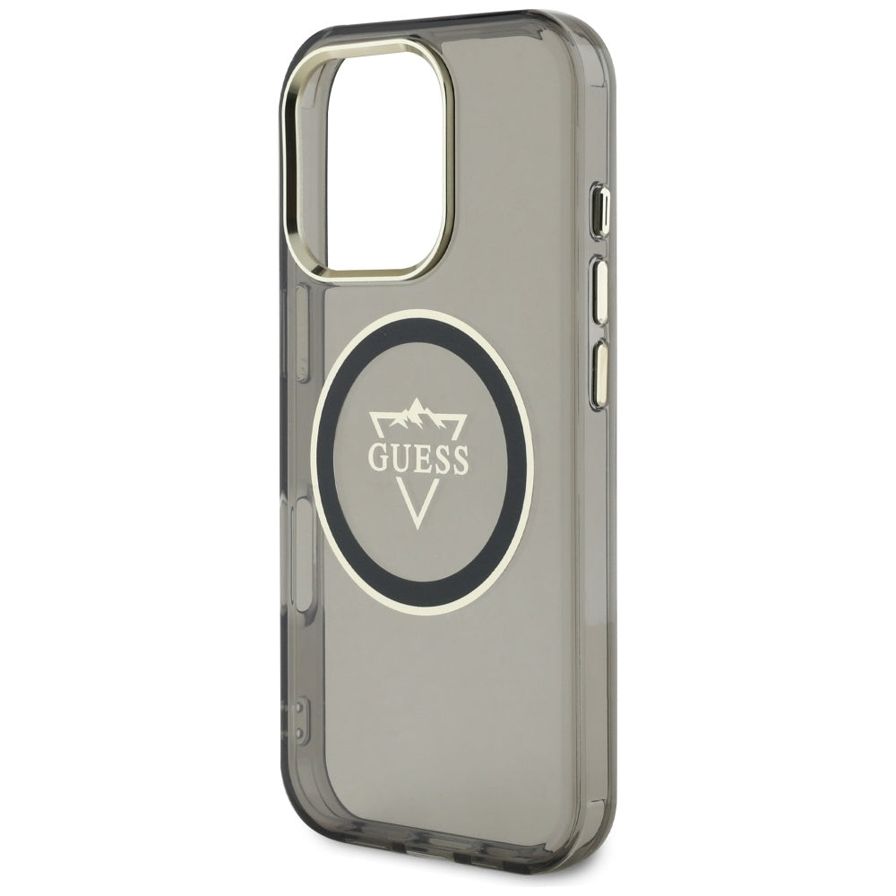 MagSafe futrola za Apple iPhone 16 Pro, Guess, IML Metal Mountain Logo, Crna