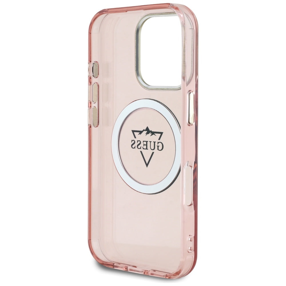 MagSafe futrola za Apple iPhone 16 Pro, Guess, IML Metal Mountain Logo, Roza