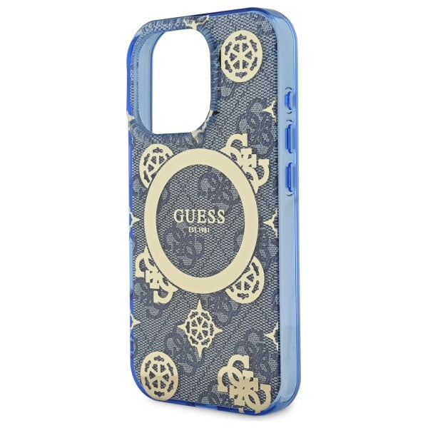 Futrola MagSafe za Apple iPhone 16 Pro, Guess, IML Peony On 4G Background, Plava