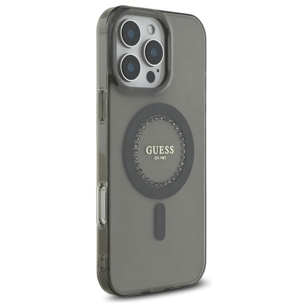 Futrola MagSafe za Apple iPhone 16 Pro, Guess, IML Rhinestone, Crna