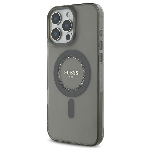 Futrola MagSafe za Apple iPhone 16 Pro, Guess, IML Rhinestone, Crna