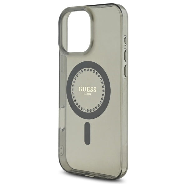 Futrola MagSafe za Apple iPhone 16 Pro, Guess, IML Rhinestone, Crna