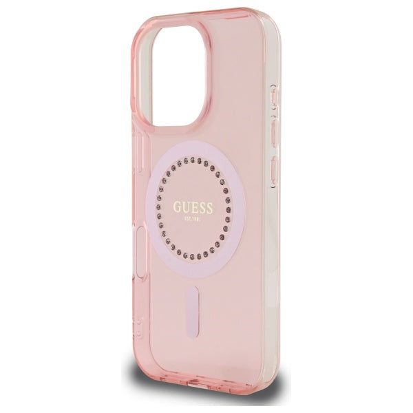 MagSafe futrola za Apple iPhone 16 Pro, Guess, IML Rhinestone, Roza