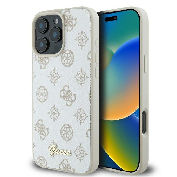 MagSafe futrola za Apple iPhone 16 Pro, Guess, Peony Script, Bijela