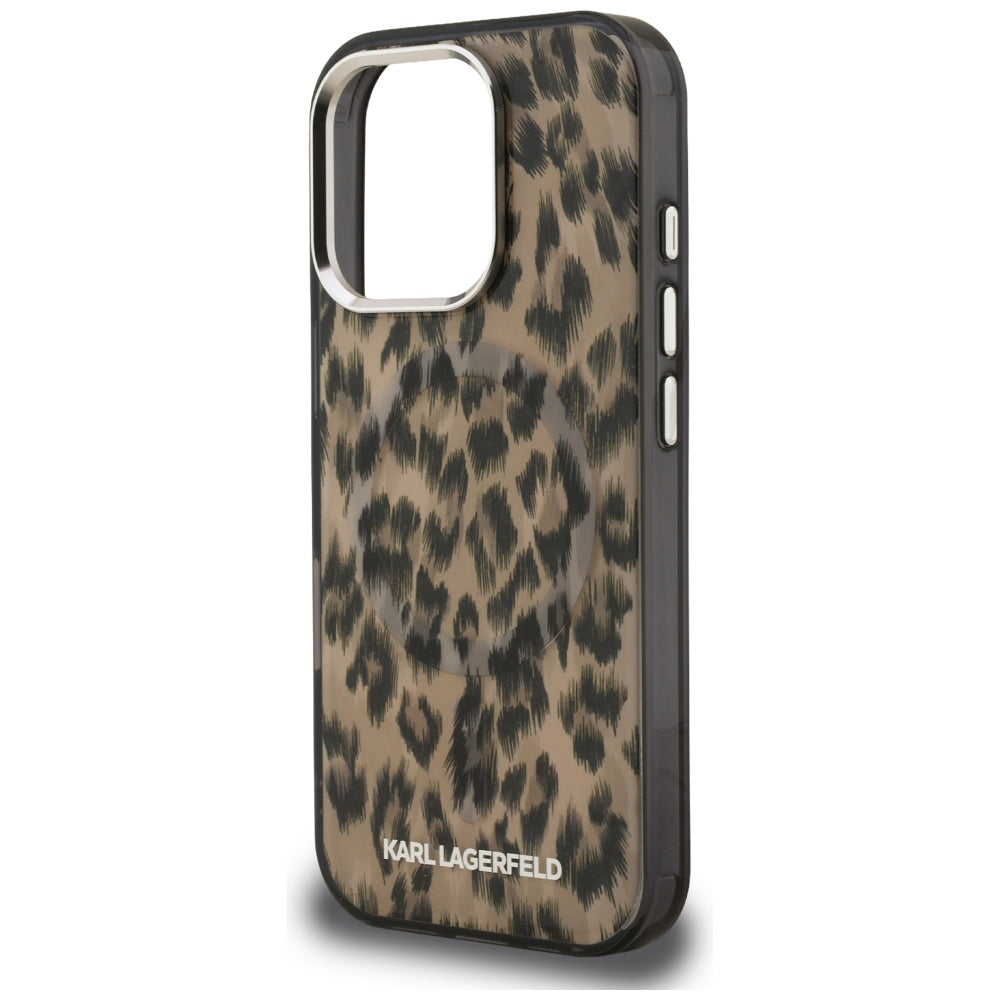 Futrola MagSafe za Apple iPhone 16 Pro, Karl Lagerfeld, IML Leopard uzorak, smeđa