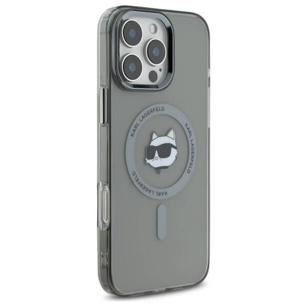 Futrola MagSafe za Apple iPhone 16 Pro, Karl Lagerfeld, IML Metal Choupette's Head, Crna