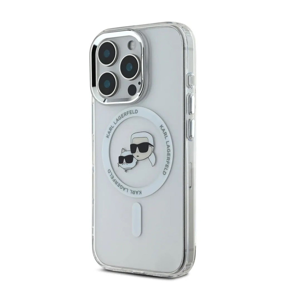 MagSafe futrola za Apple iPhone 16 Pro, Karl Lagerfeld, IML Metal Karl & Choupette's Heads, Bijela