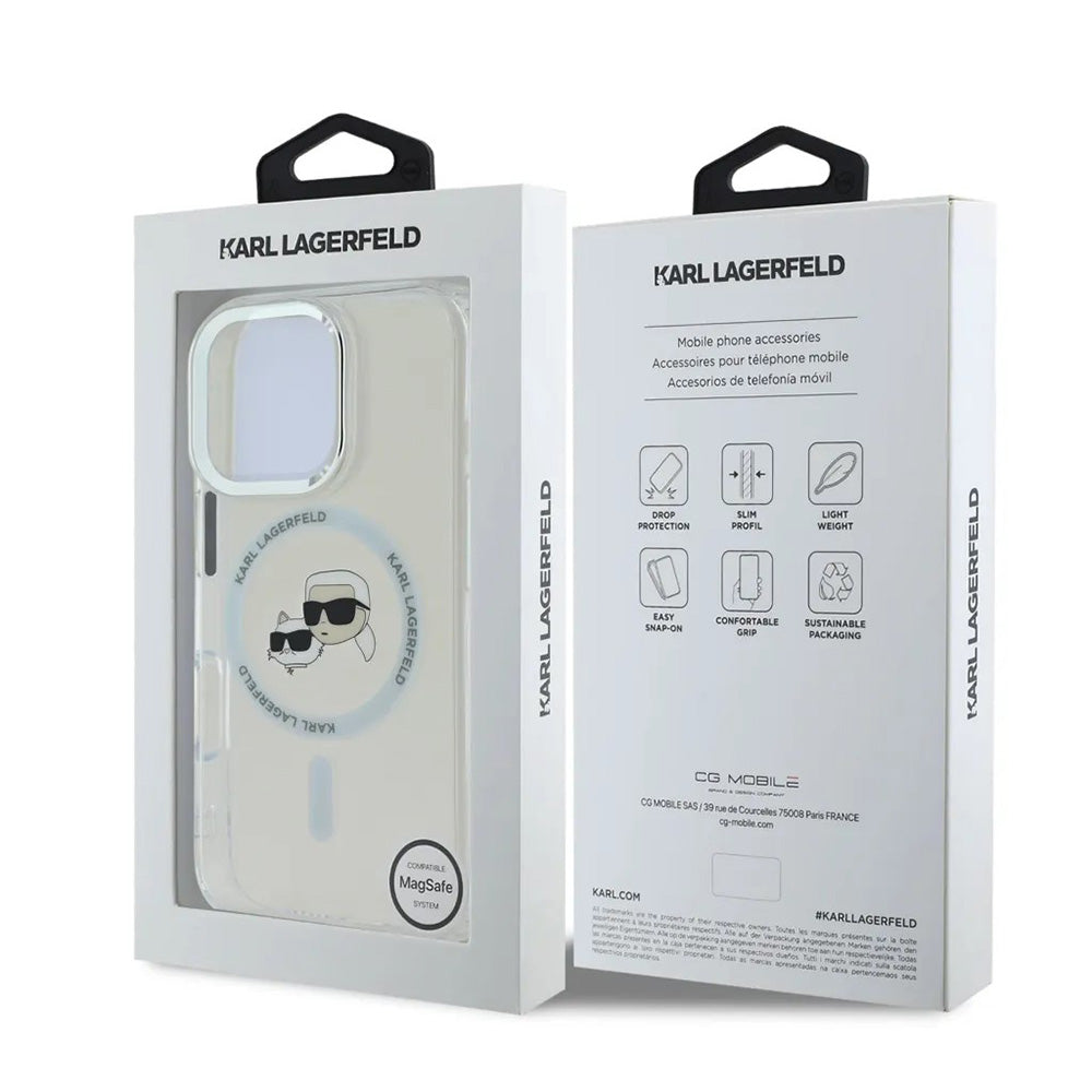 MagSafe futrola za Apple iPhone 16 Pro, Karl Lagerfeld, IML Metal Karl & Choupette's Heads, Bijela