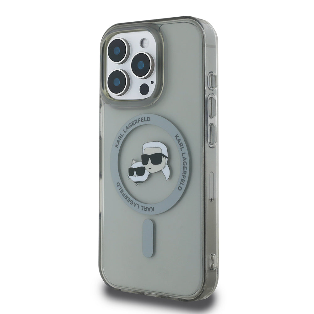 Futrola MagSafe za Apple iPhone 16 Pro, Karl Lagerfeld, IML Metal Karl & Choupette's Heads, Crna
