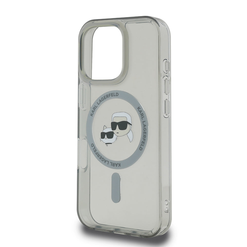 Futrola MagSafe za Apple iPhone 16 Pro, Karl Lagerfeld, IML Metal Karl & Choupette's Heads, Crna