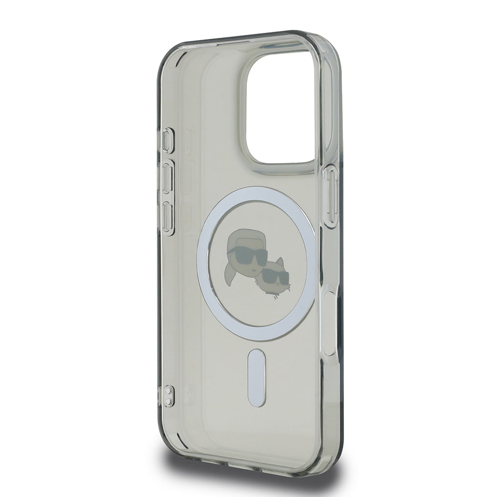 Futrola MagSafe za Apple iPhone 16 Pro, Karl Lagerfeld, IML Metal Karl & Choupette's Heads, Crna