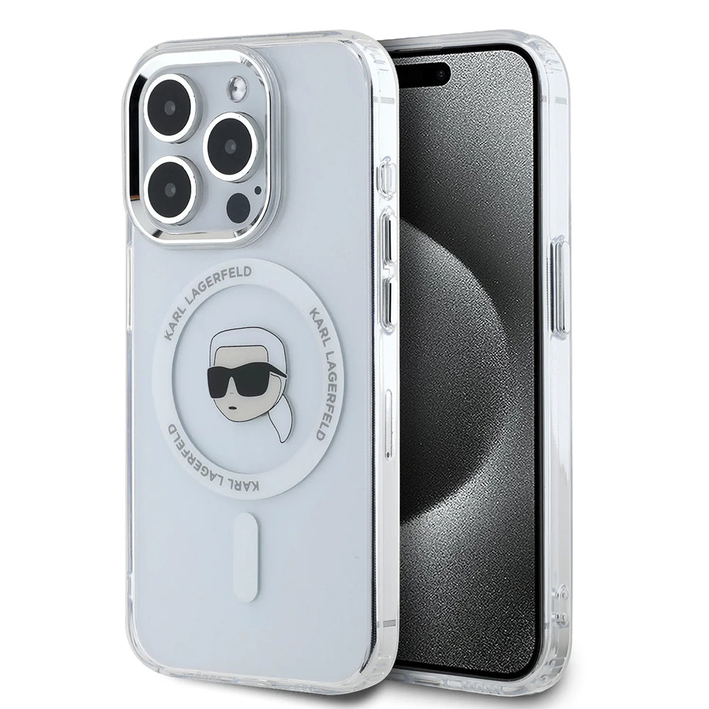 Futrola MagSafe za Apple iPhone 16 Pro, Karl Lagerfeld, IML Metal Karl's Head, Bijela