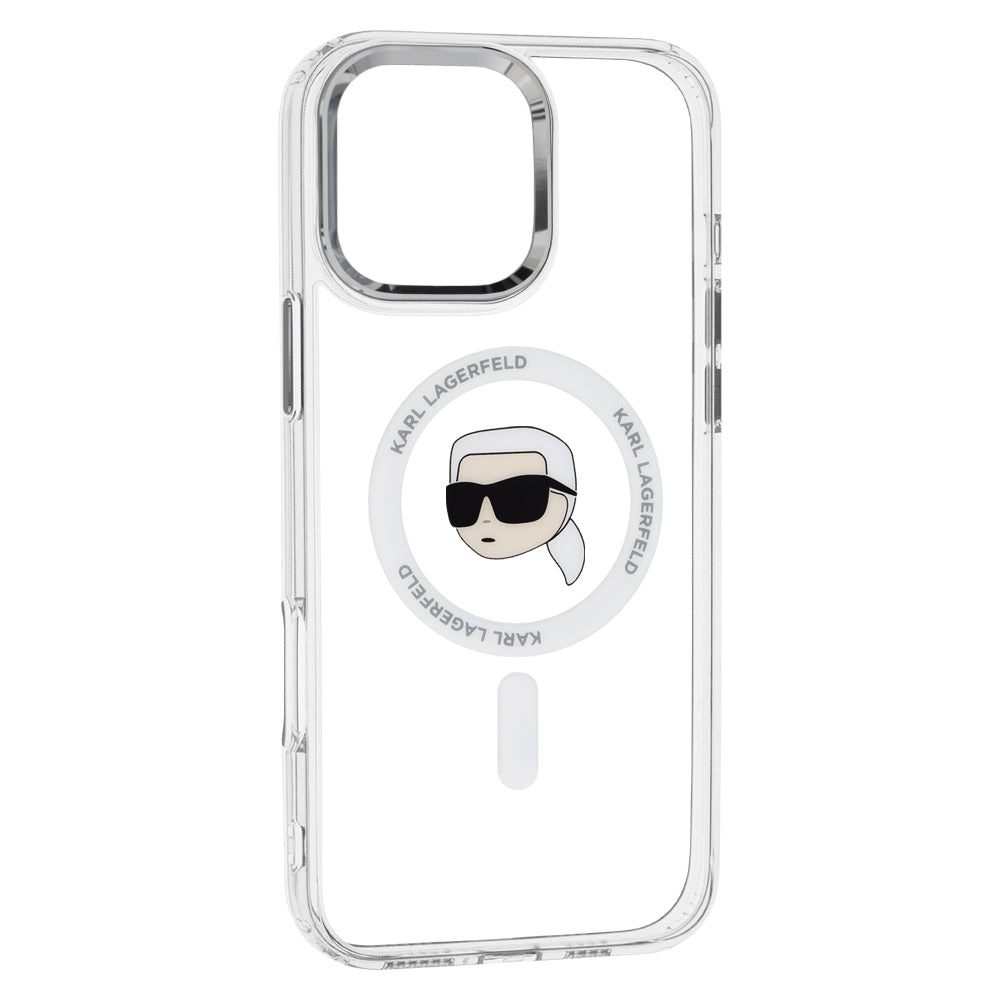 Futrola MagSafe za Apple iPhone 16 Pro, Karl Lagerfeld, IML Metal Karl's Head, Bijela