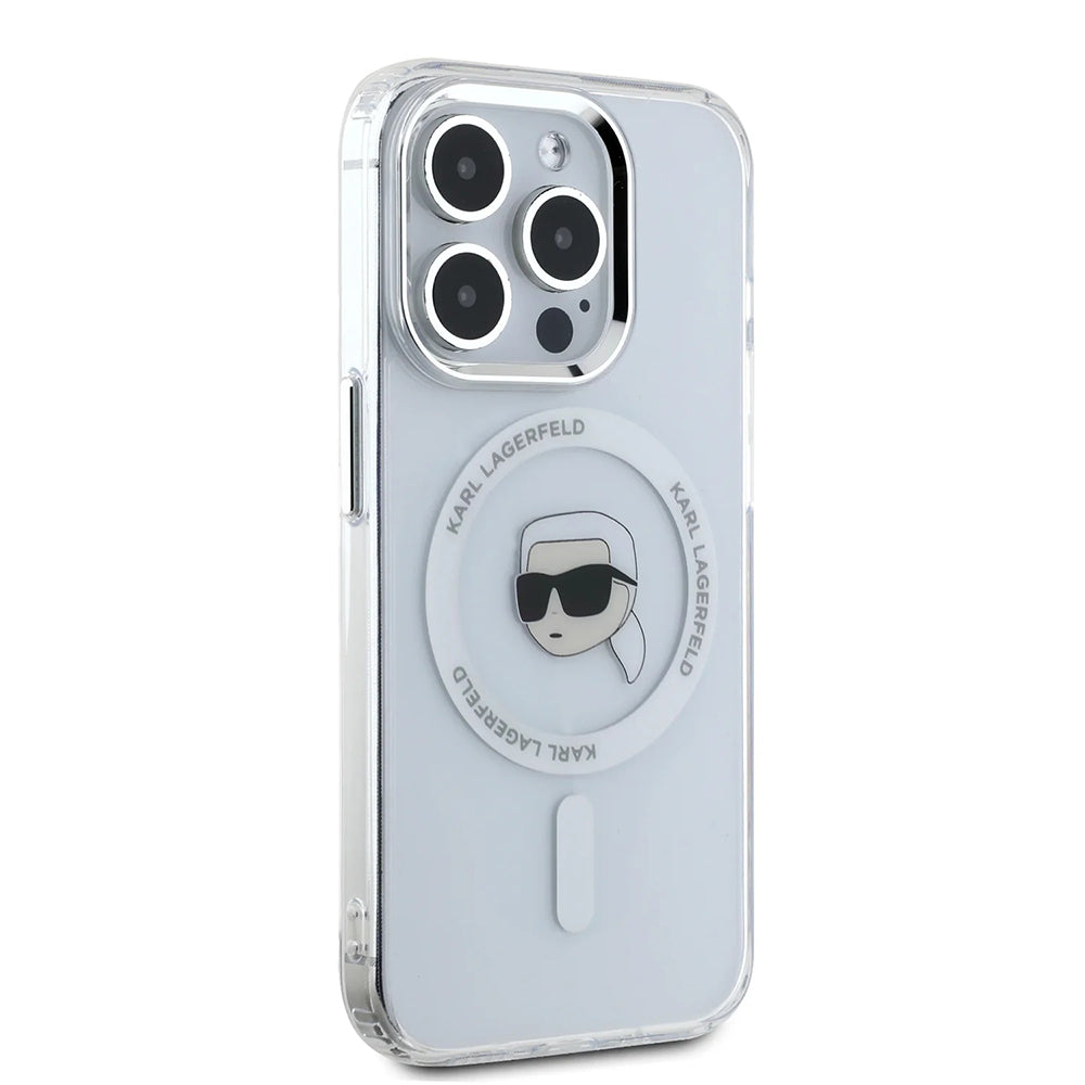 Futrola MagSafe za Apple iPhone 16 Pro, Karl Lagerfeld, IML Metal Karl's Head, Bijela